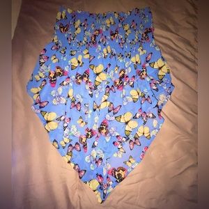 Brand new from Target XS| Strapless blue top W butterflies Perfect for the beach